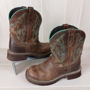 Justin Gypsy Western Leather Boots Women's 7B Turquoise Stitching Barn L9606